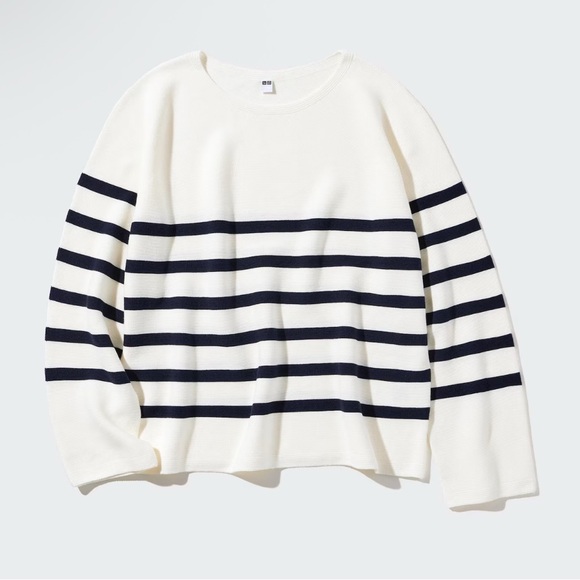 Uniqlo Sweaters - Women’s Uniqlo 3D Knit Seamless Cotton Crew Neck Pullover Striped Sweater Small